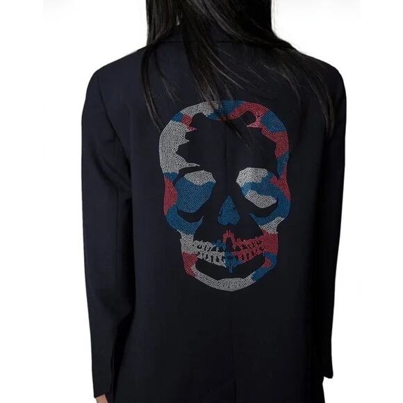 Zadig & Voltaire Jackets & Blazers - Zadig & Voltaire Viva Camo Skull Strass Wool Blazer - Size 40 Large Embellished